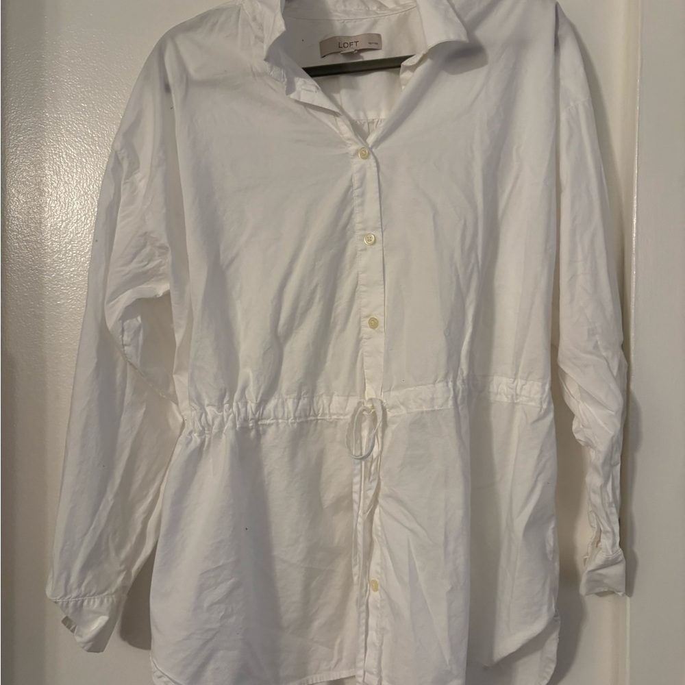 LOFT White Long Sleeve Button Down Shirt